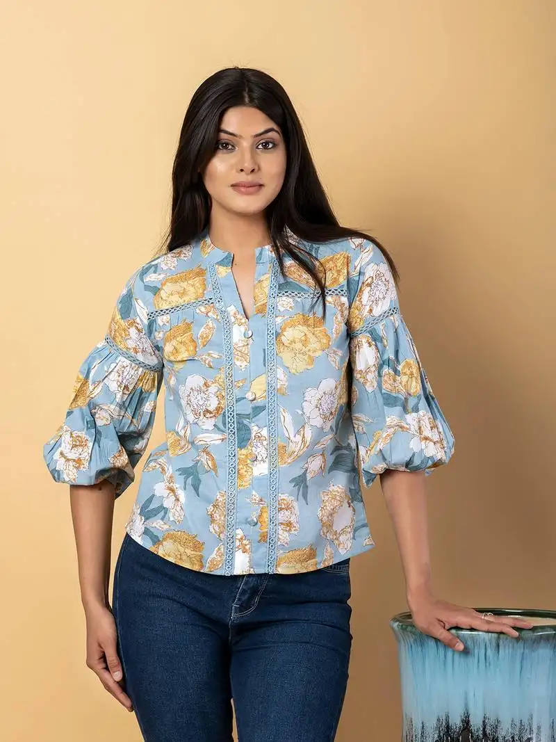 Sky blue cotton ragular top