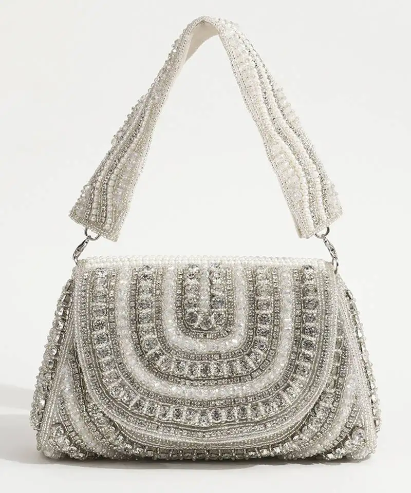 White suede clutch bag for women