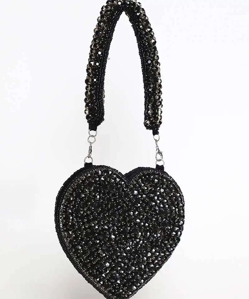 Black suede mini heart bag