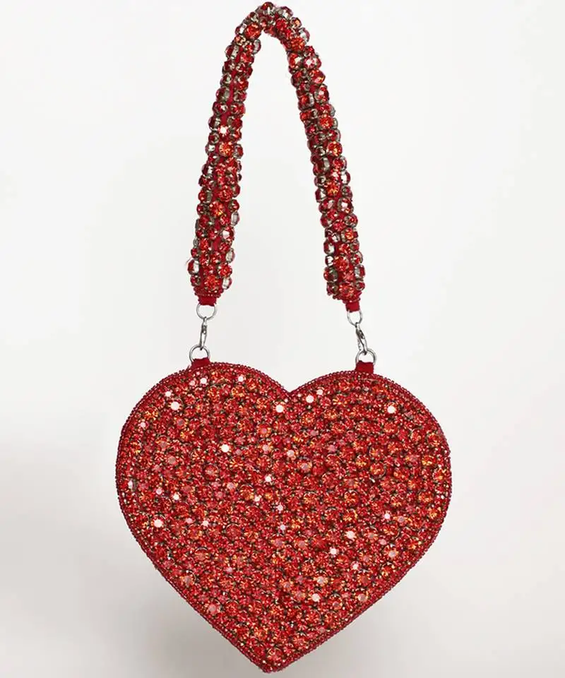 Red suede mini heart bag