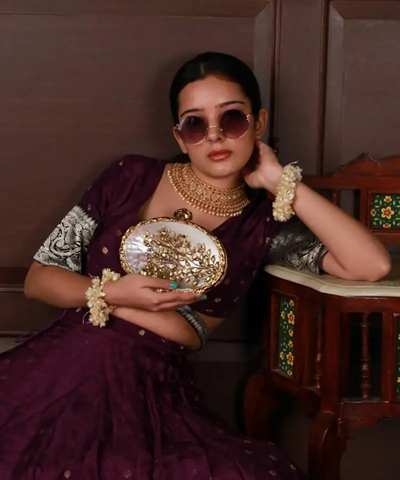 Gold handcrafted golden brass clutch