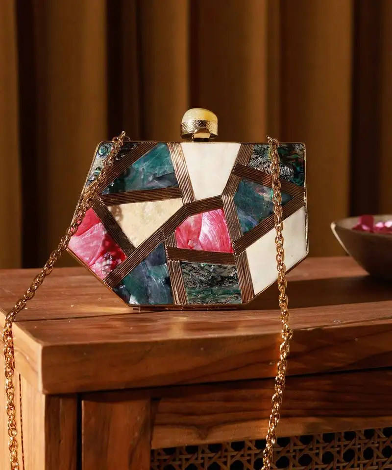 Gold multicolor clutch