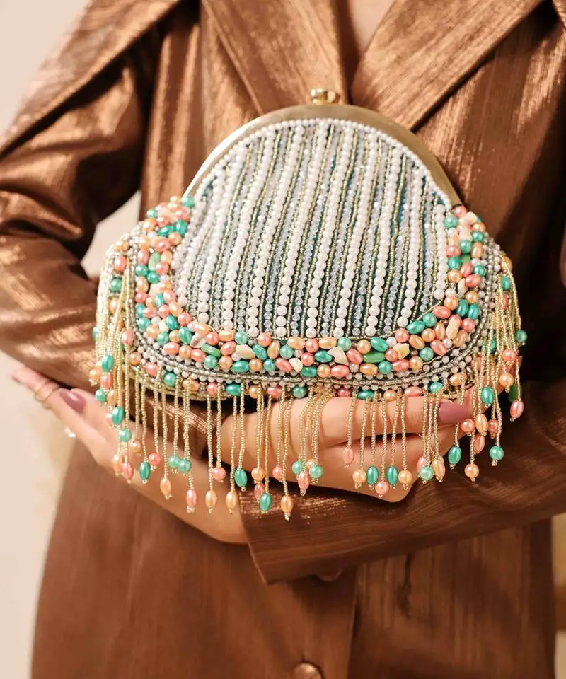 Green suede detachable handle