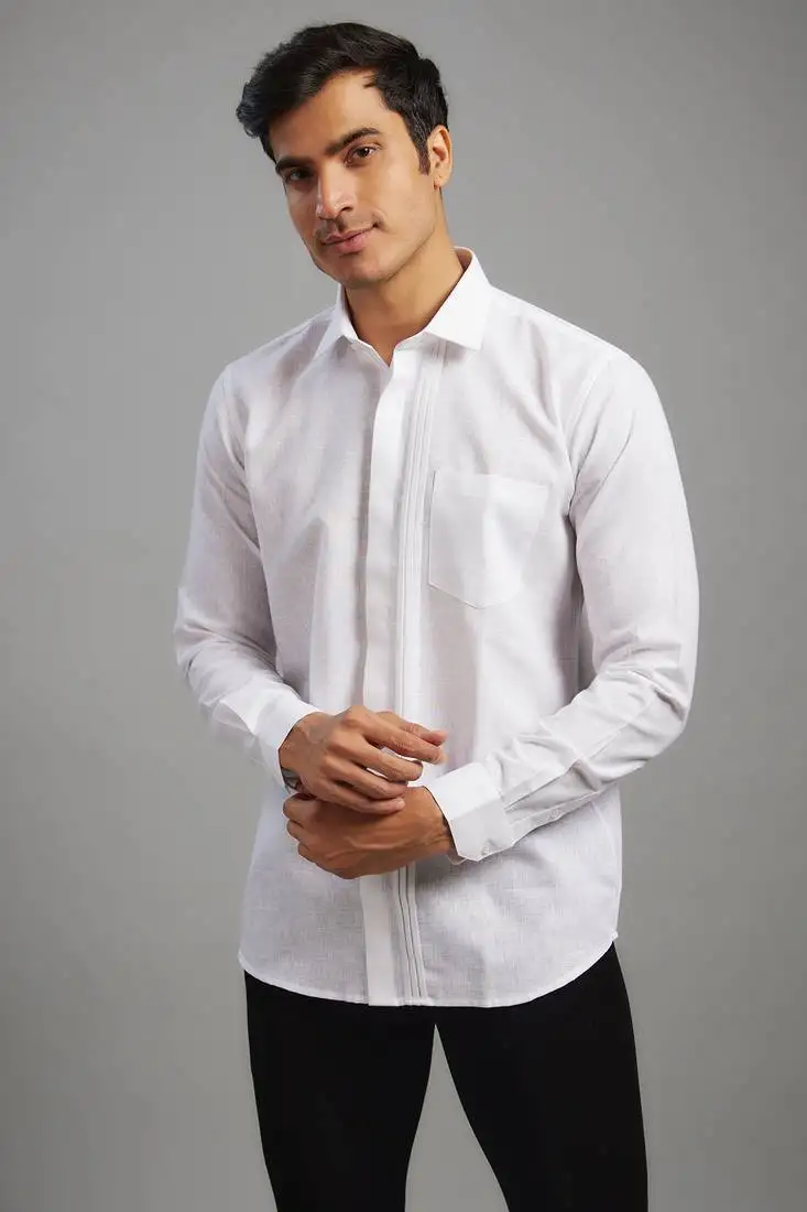 Arruga stylish white pleats shirt