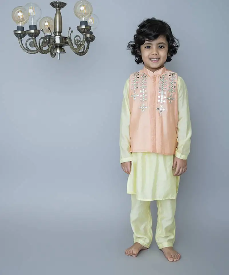 Red cotton hand woven traditional bandhgala set