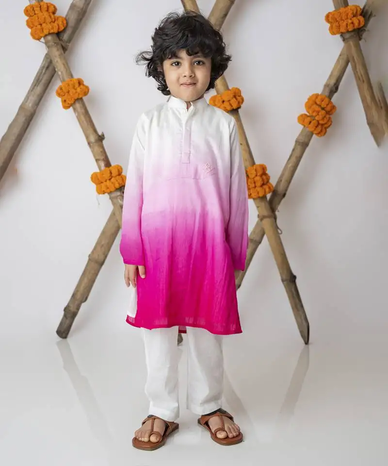 White cotton hand woven traditional kurta with motif set