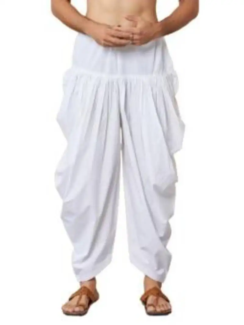 White cotton embroidered dhoti