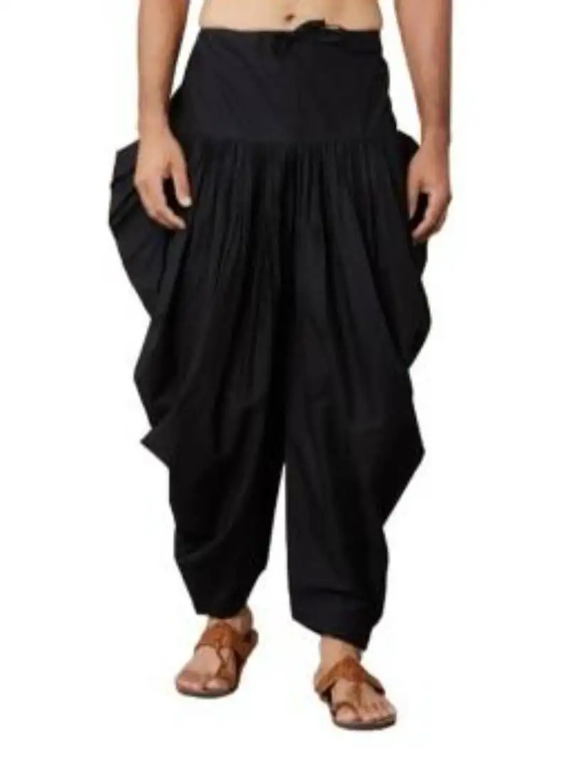 Black cotton embroidered dhoti