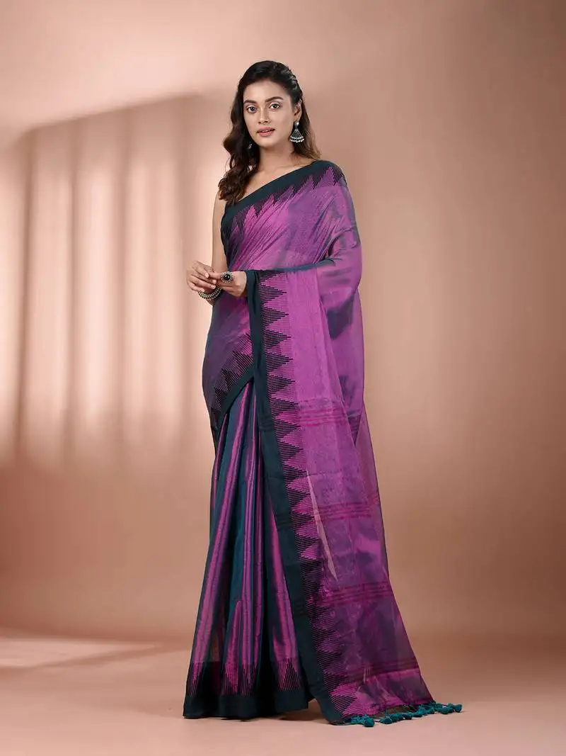 Purple tissue soft saree with temple borders