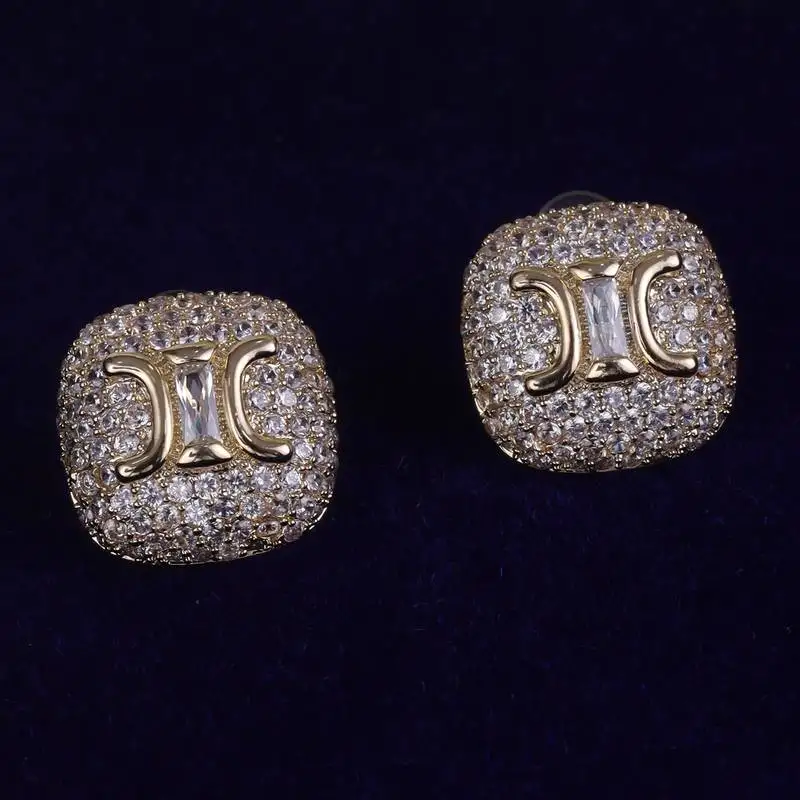 Crystal letter x charm gold plated stud earring for women