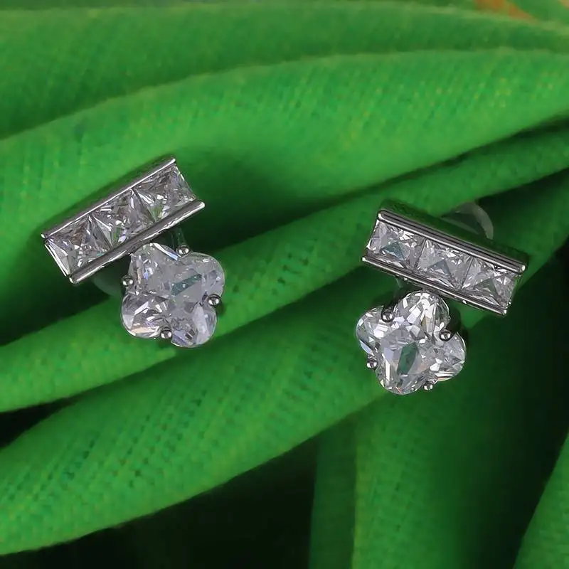 Splendid studded cz silver plated stud earring for women