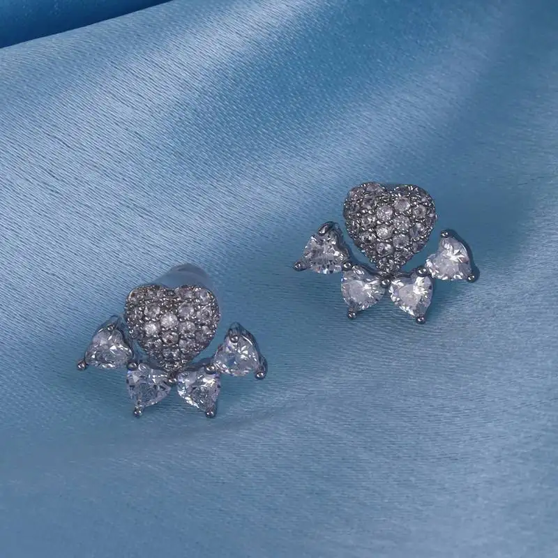 Modish heart shape silver plated stud earring for women