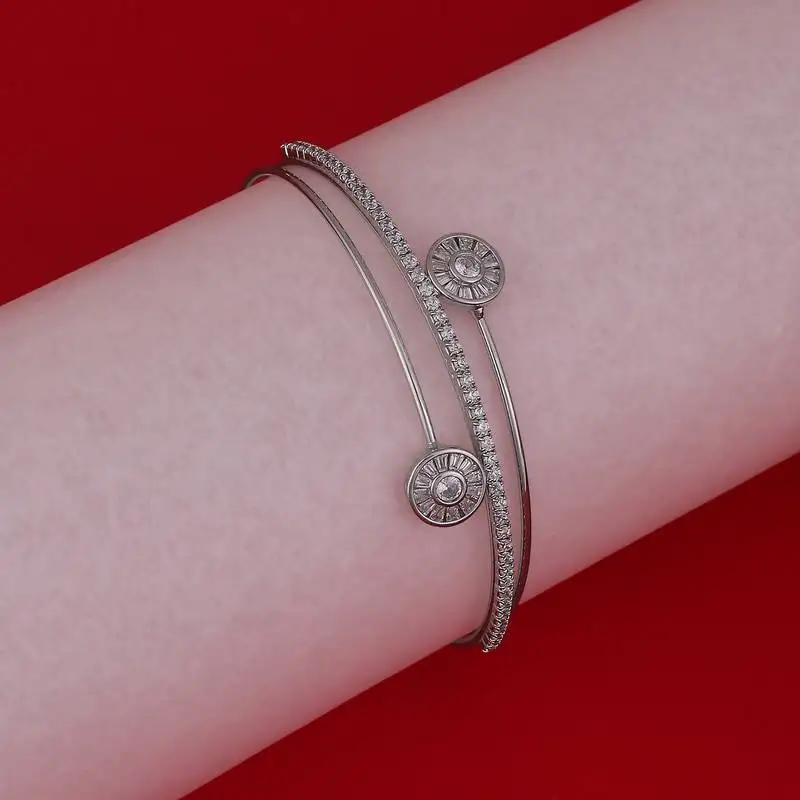 Finely round shape silver plated adjustable bracelet kada for women