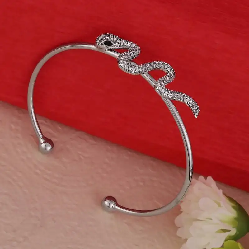 Unique snake design silver plated adjustable bracelet kada for women