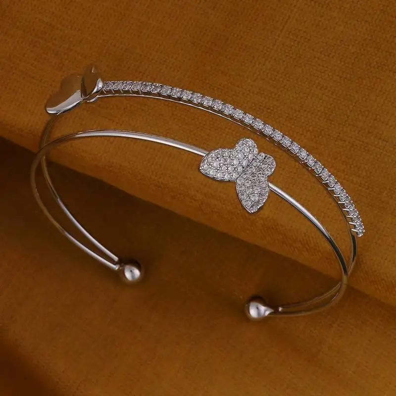 Incredible butterfly silver plated adjustable cuff bracelet kada for women
