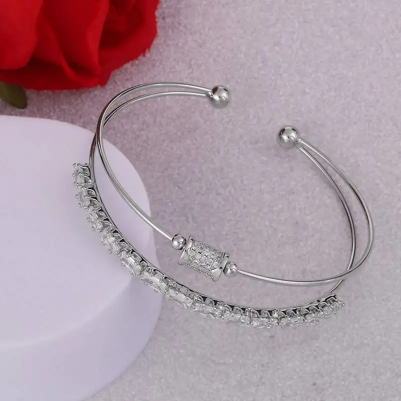Charm cuff silver plated adjustable bracelet kada for women