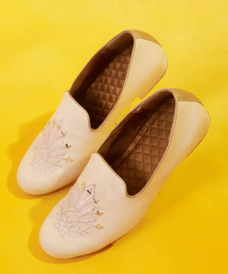 Pink mirror embroidered silk loafers