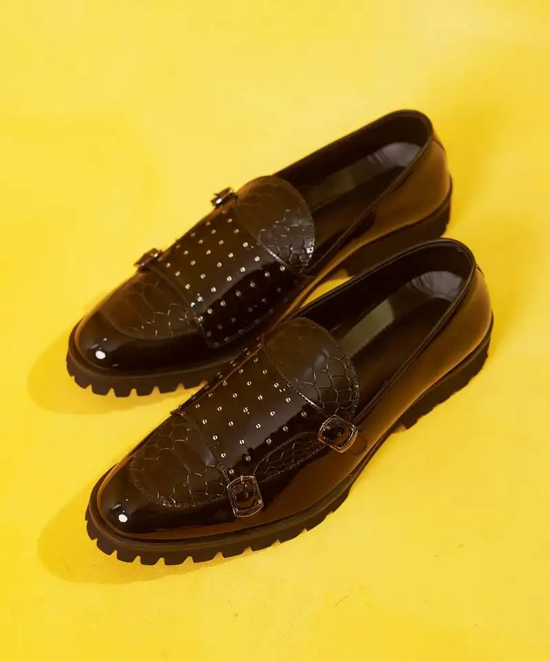 Patent leather black with sequence work loafers