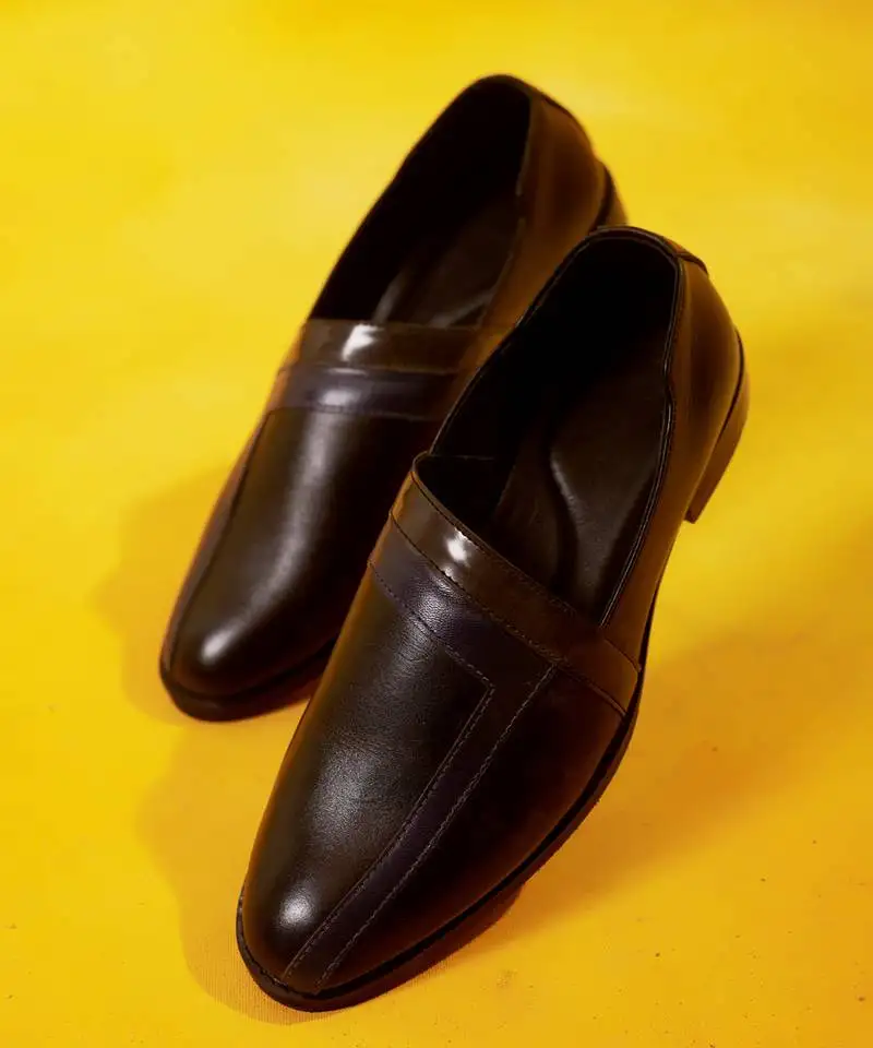 Solid brown leather loafers