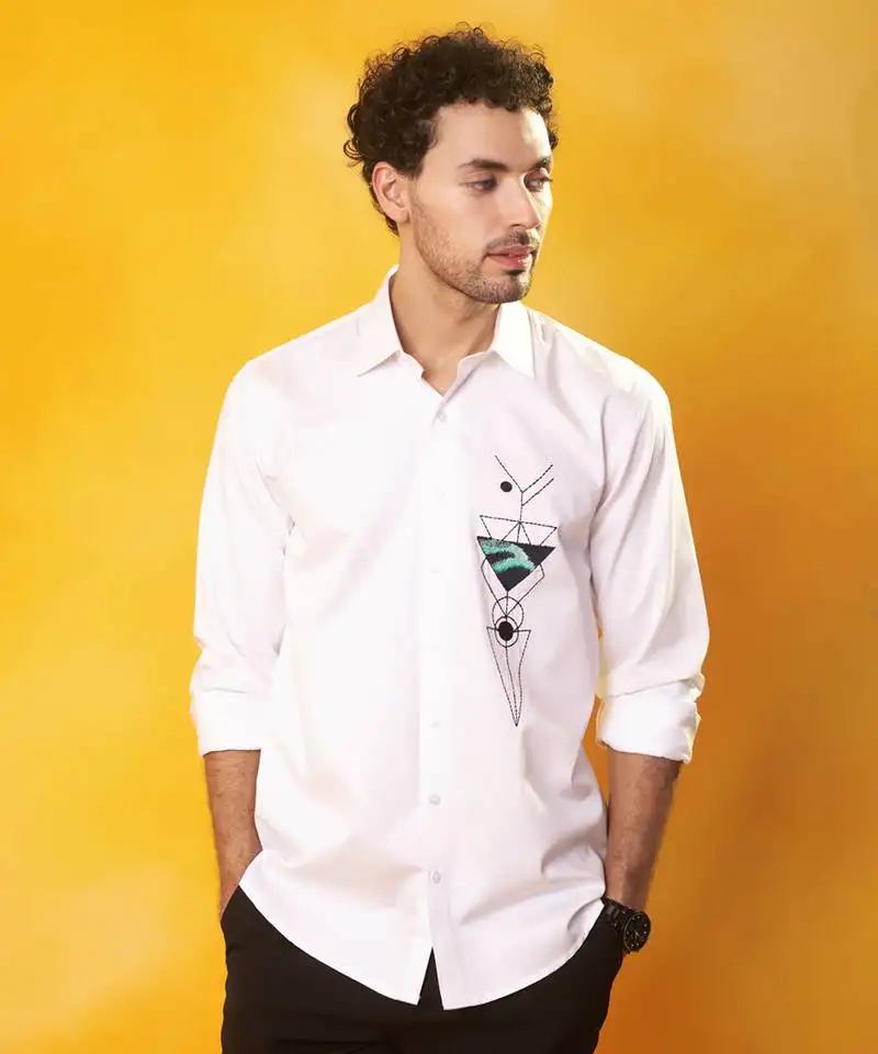 Plain white cotton men shirt