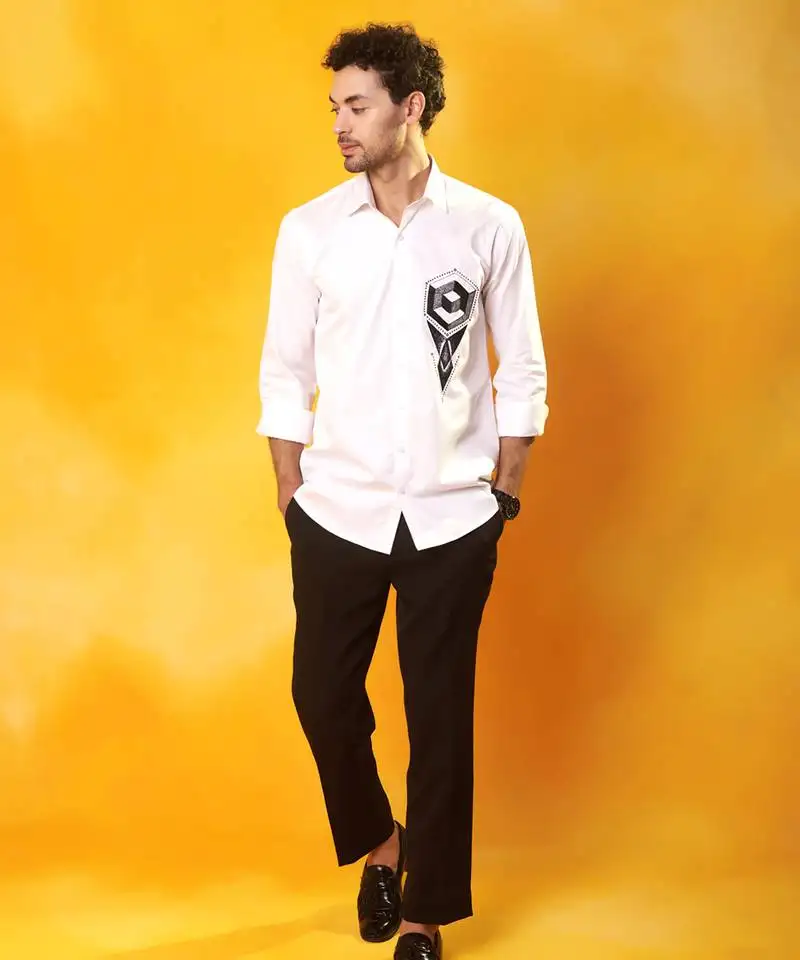 White cotton plain men shirt