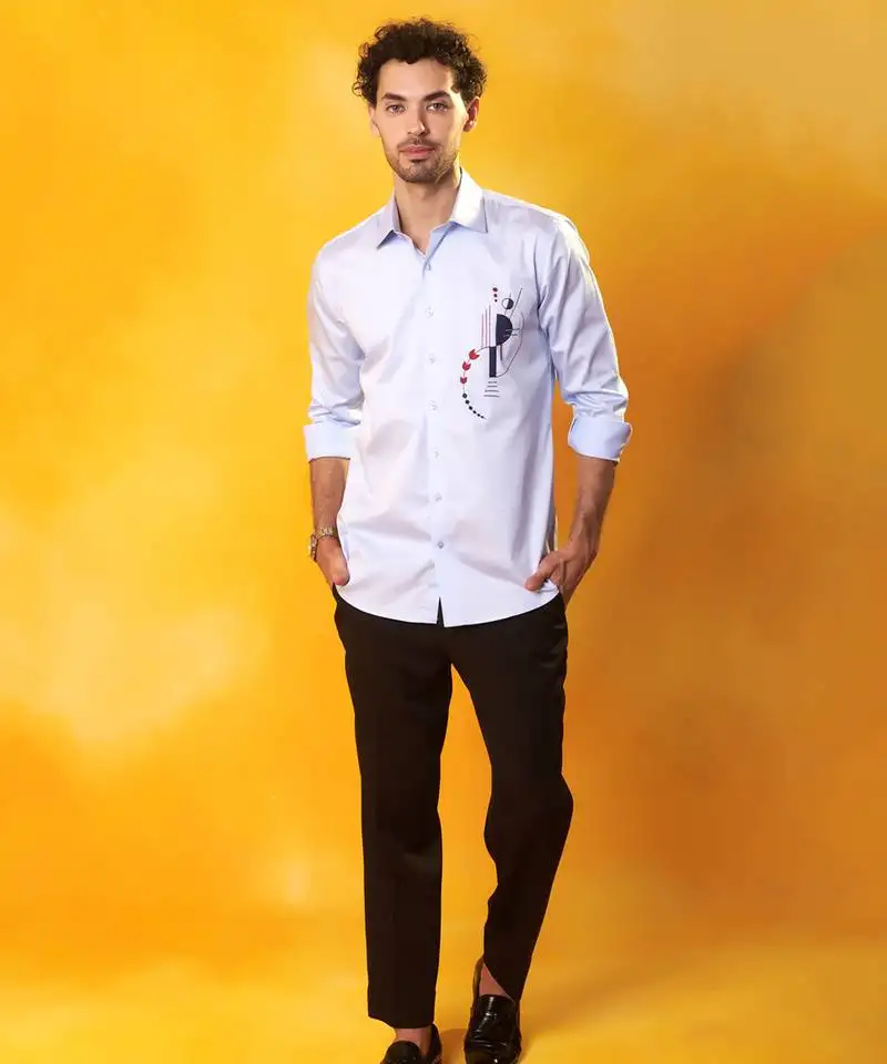 Light blue cotton plain men shirt