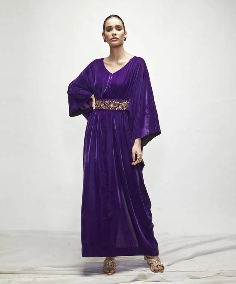 Violet plain velvet kaftaan