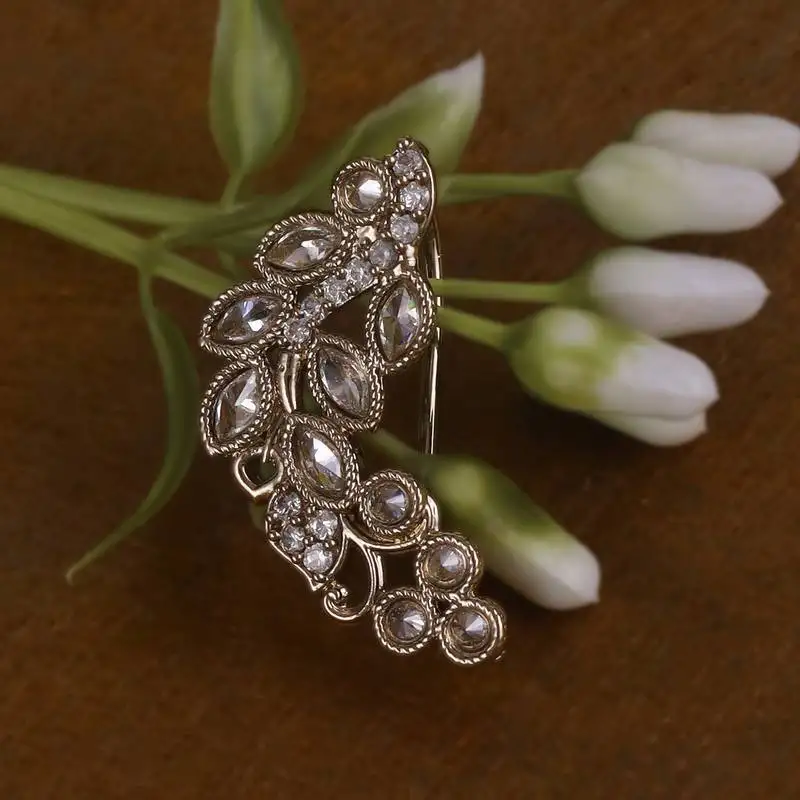 Traditional leaf shape gold plated nosepin(nathiya) for women