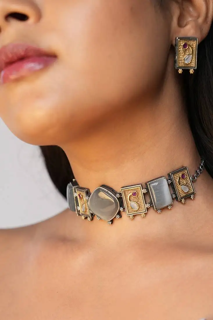 Amaya german silver choker set