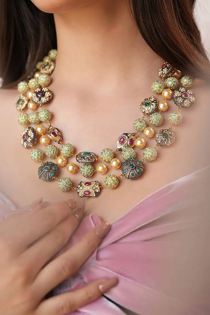 Azura multi layer quartz stone necklace