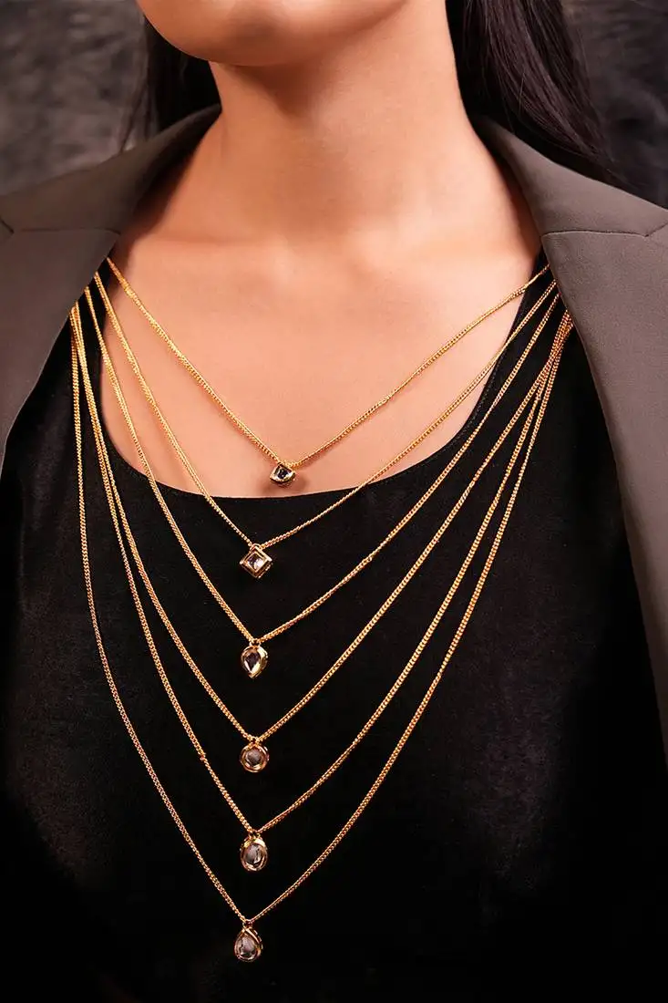 6 layered necklace with kundan stones