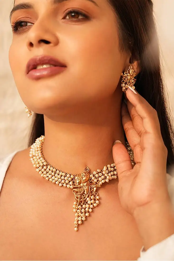Divine krishna pearl necklace set