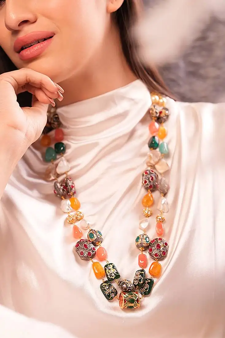 Aurora gemstone layered necklace
