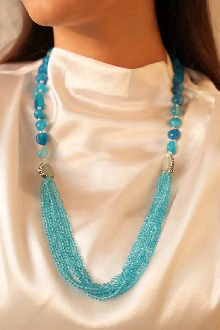 Cascading sky bead necklace