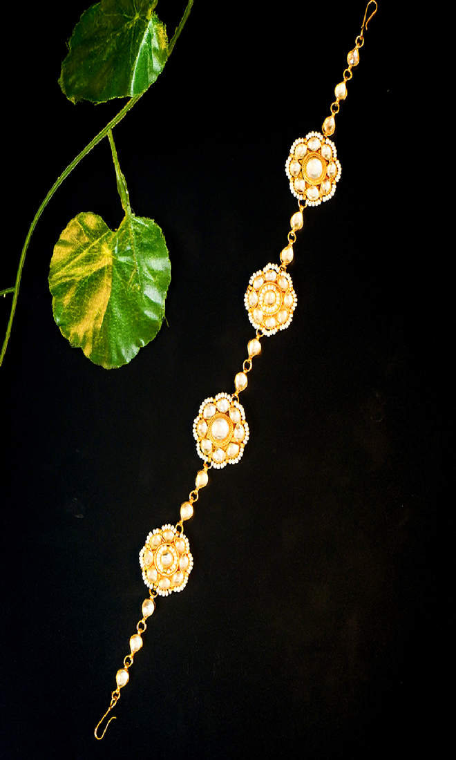 Golden blossom kundan matha patti