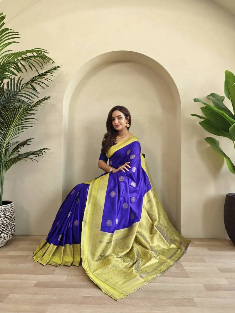 Violet soft art silk saree with coin weaving design
