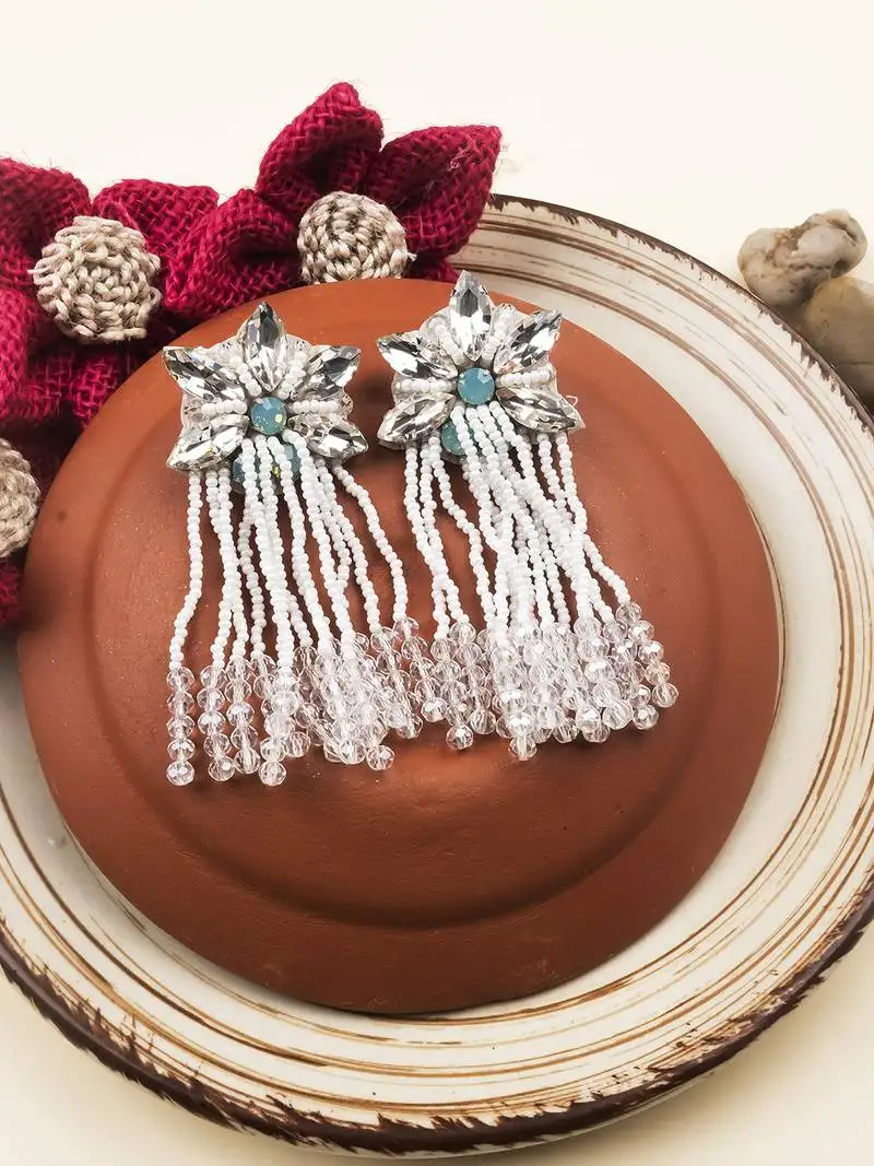 Handmade star pearl drop earrings