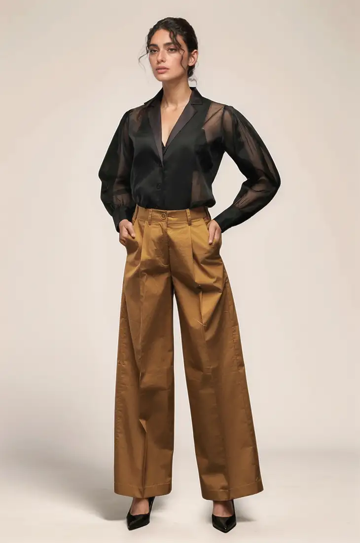 Black organza panel shirt