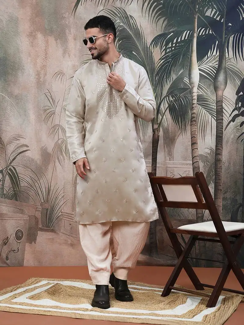 Grey sequin chic patternchikankari kurta
