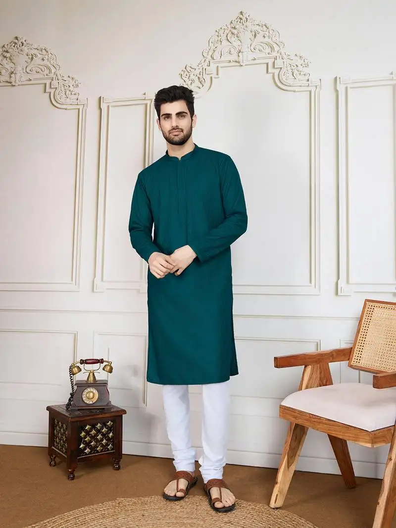 Firozi solid chikankari kurta