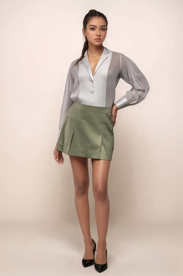 White georgette panel shirt