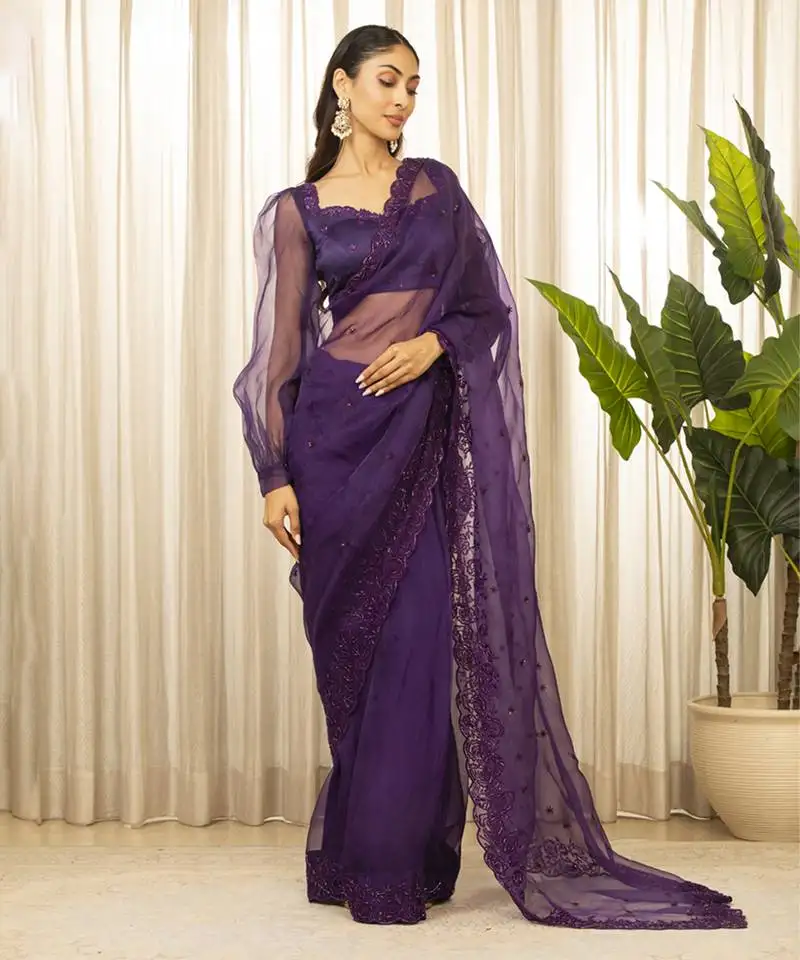 Purple nyra saree set
