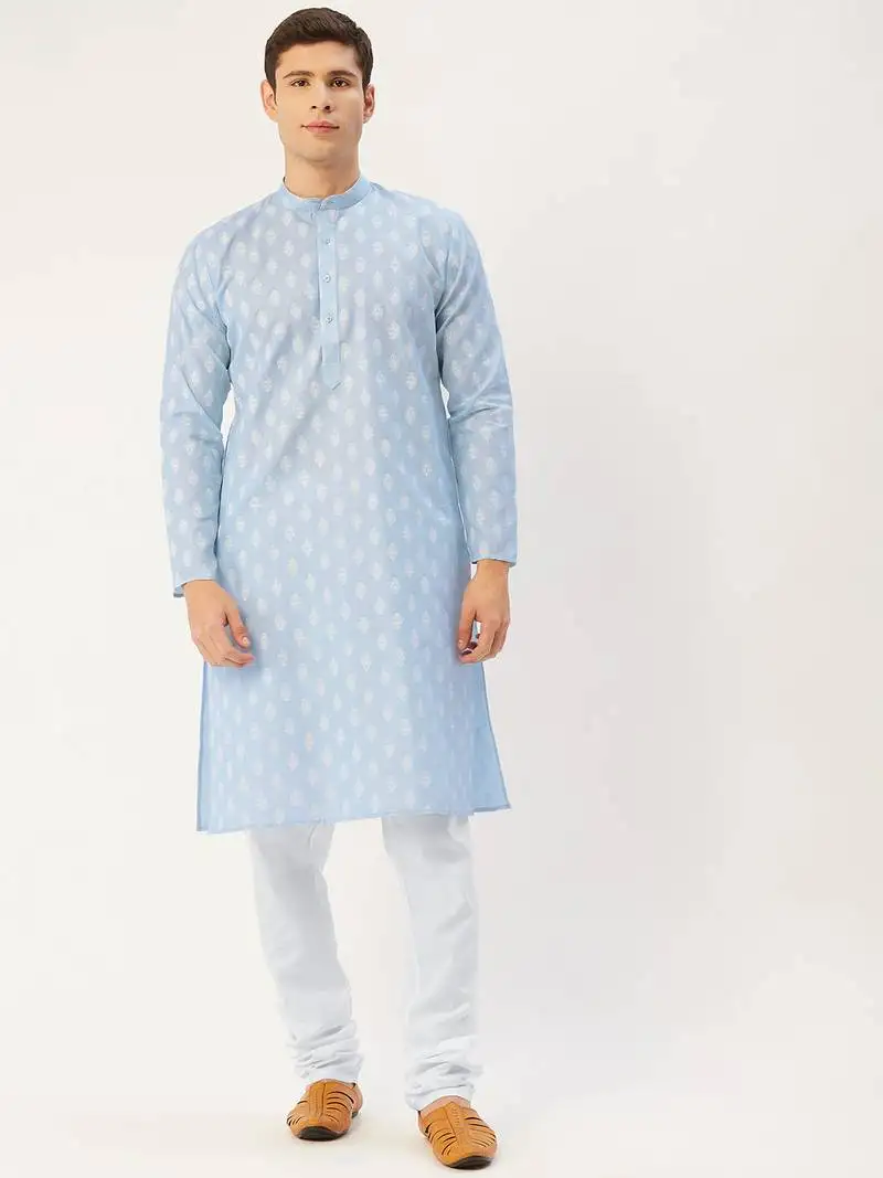 Sky cotton floral printed kurta pyjama set