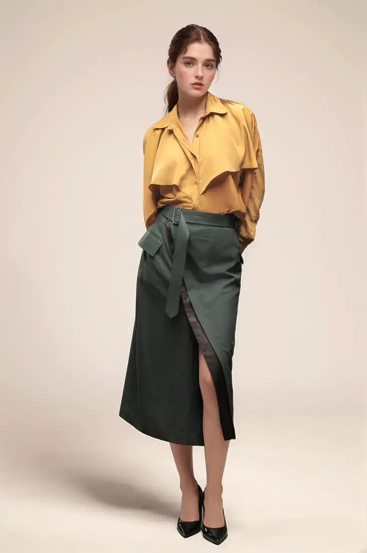 Ochre yellow layered shirt