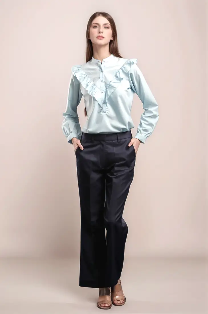 Sky blue frill shirt