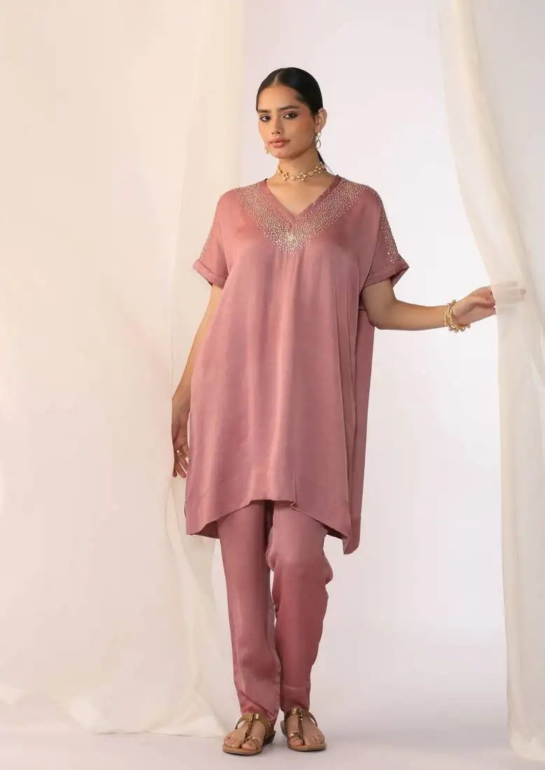 Lemon embroidered sequins work linen fusion wear