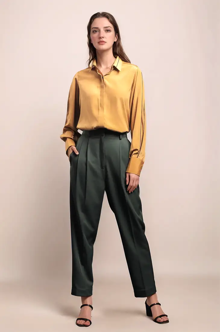 Turmeric yellow crepe shirt