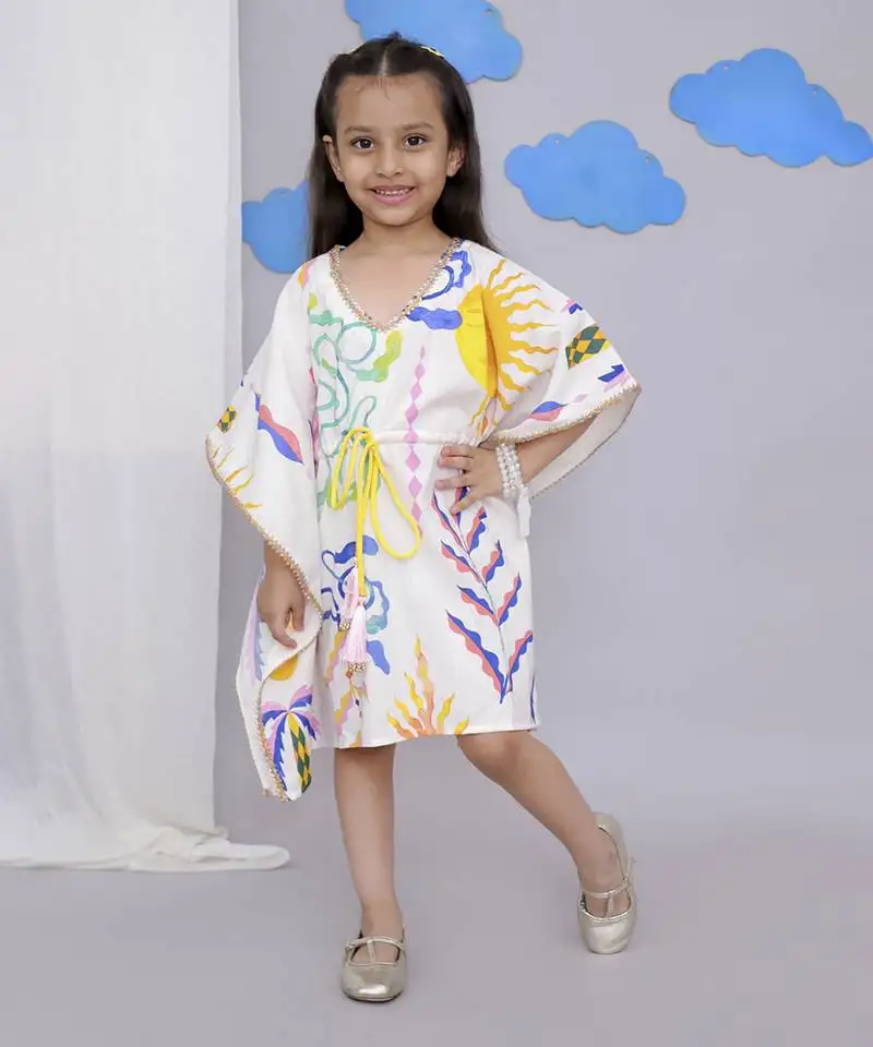 White sun print kaftan