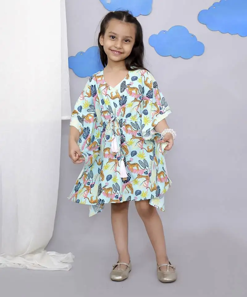 Blue tiger print kaftan