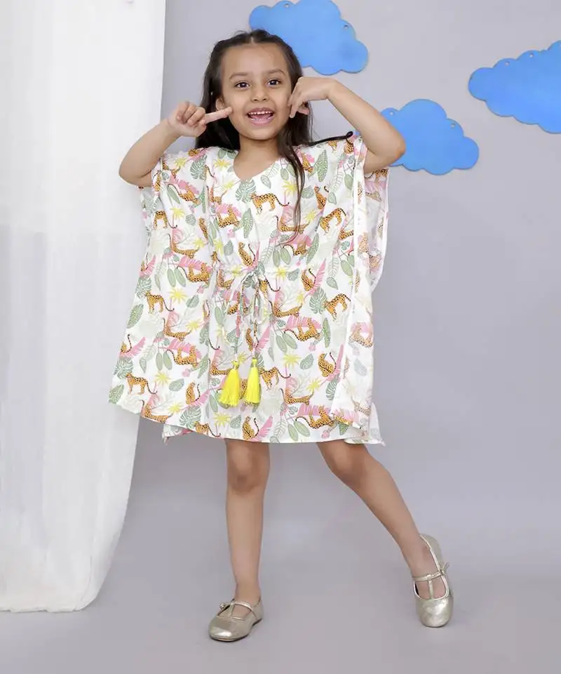 White tiger print kaftan